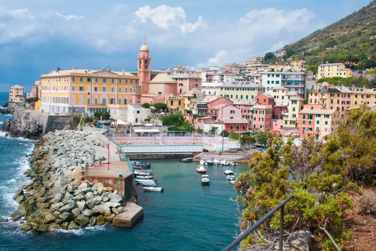 The coastal village of Nervi overlooking the sea in Liguria
