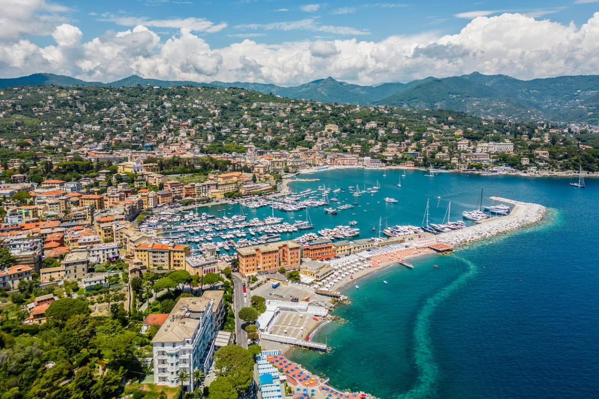 The coastline of Santa Margherita Ligure on the Ligurian Riviera