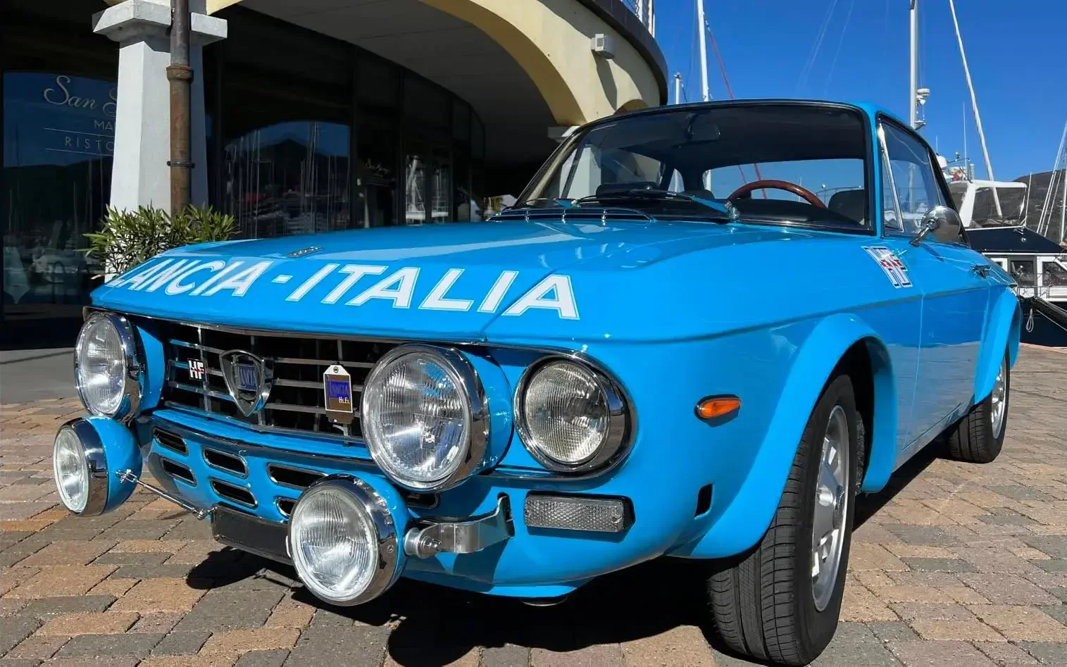 Classic Lancia Fulvia photographed in an Italian marina